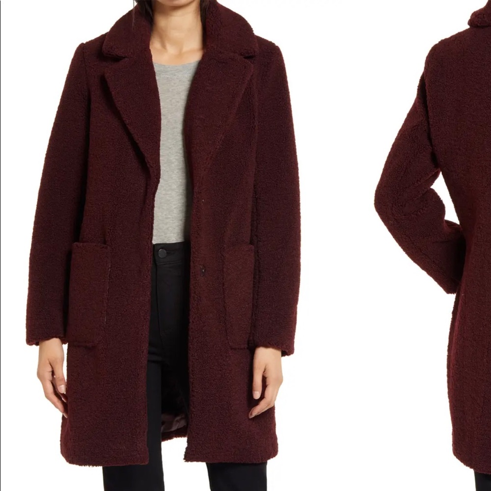 French Connection Burgundy Terry Coat